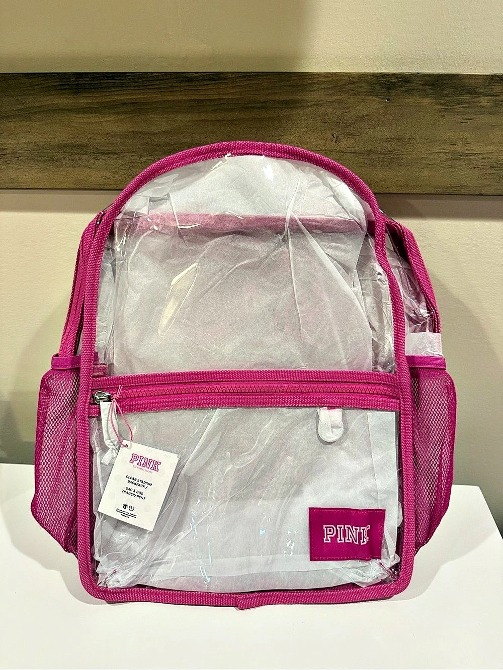 PINK Clear Stadium Backpack NWT dollhouse pink